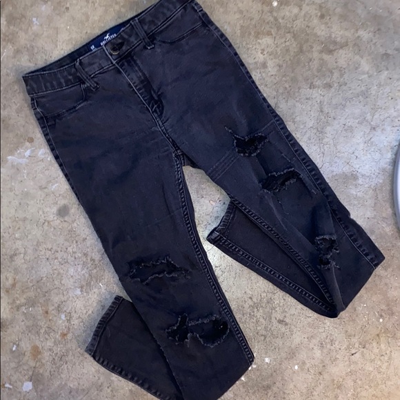BLACK DISTRESSED AE JEANS - Picture 1 of 3